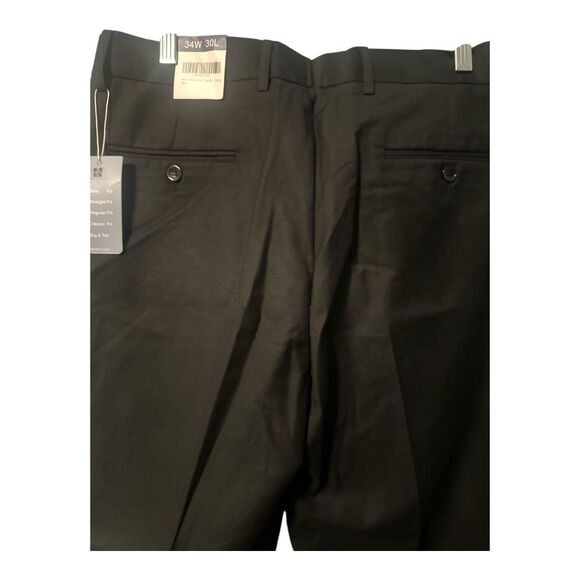 Gboy Studio Mens Black Classic Fit Flat Front Dress Pants, 34x30 - Picture 5 of 5